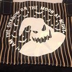 Striped Tote Bag Black beige white Ghost Graphic 14x12x4  shadow On The Moon 