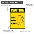 Caution  Wide Right Turns Sign  10  X 14  Permanent Adhesive Vinyl
