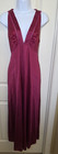 Vtg Vanity Fair Long Grecian Plunge Nightgown Antron Inylon Maroon Red Size 36