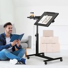 Adjustable Rolling Laptop Stand Overbed Table Tray With Cup Holder For Couch Bed