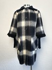 1960s Betty Rose Black   White Plaid Wool Swing Coat  union-made Ilgwu