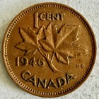 1946 Canada canadian One Cent  1c  Coin king George The Sixth vi maple Leaf f116
