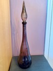 Empoli Italian Glass 22    Purple Amethyst Genie Bottle Decanter With Stopper