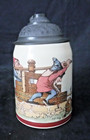 Villeroy  both Mettlach Beer Stein Gnomes Pressing Wine 1880 To 1910