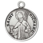 925 Sterling Silver Saint Richard Pendant Medal Christian Necklace Made In Usa