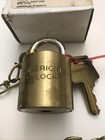 Vintage American Lock Nos  Cylindrical Brass Padlock With 2 Keys 