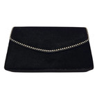 Victory Black Faux Velvet Rhinestone Clutch With Crossbody Strap   Lipstick Case