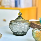 Sungmor Vintage Embossed Glass 4 13 Inches Wide  4 52 Tall  Light Grey 