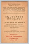 California Quail Information Equitable Life Insurance Co Vintage Ad Trade Card