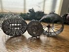 Antique Victorian Vintage Small Woven Metal Handle Baskets Doll Or Display