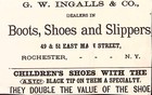 C1880 Rochester Ny G w  Ingalls   Co Boots Shoes Victorian Trade Card P4454