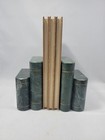 Heavy Veined Green Marble Book Design Bookends Set Of 2 12lbs  Pair Vintage