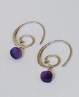 Sundance Catalog Sterling Silver Spiral Swirl Amethyst Bead Dangle Earrings