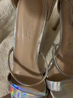 Lov Mark Heel Strap Shoes Sz7 5 Silver Hologram 