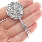 Reo Co  Sterling Silver Antique Art Deco Repousse Hand Mirror Oxidized Pendant