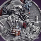 Gangster Memento Mori 1 Oz Antique Finish Silver Coin 5 Cedis Ghana 2025
