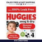 Huggies Snug   Dry Baby Diapers leakproof Protection  size 4  22-37 Lbs   180 Ct