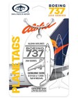 Aloha Airlines Boeing 737-200 Tail  n824al Metal White Plane Metal Skin Bag Tag