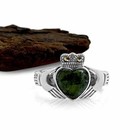 Irish Claddagh Ring With Connemara Marble Heart