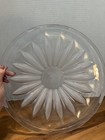 Vintage Decorative Glass Bowl With Frosted Sunflower Design   Crystal Clear   