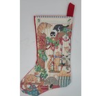 Vintage Handmade Needlepoint Christmas Stocking Cats Kittens Holiday Red Felt