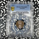 1937 Panama 1 Centesimo Pcgs Ms63bn Lot g1361 Choice Unc  Beautiful Toning 