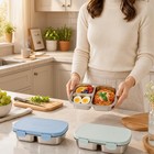 Stainless Steel Bento Lunch Box 3 Compartments 836 Ml Blue Food Container