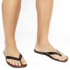 Handmade Dark Brown Leather Thongs Flip-flops Sandals For Men Made In Italy