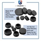 Round Plastic Furniture Leg 12mm 76mm End Caps Insert Bungs Stoppers Black Plugs