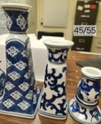 Vintage Silvestri Cobalt Blue And White Pattern-5 Candlestick candle Holders