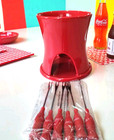 Coca Cola Classic Red Foudue Ceramic Pot   6 Forks    Promo   New In Box