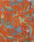 Indian Bird Printed Orange Cotton Kantha Quilt Blanket Gudari Throw Bedspreads