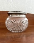 Antique Webster Starburst Sterling Silver   Cut Crystal Powder Jar C  1894-1915