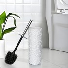 White Floral Design Resin Toilet Bowl Holder And Brush Set stylish Bathroom C   