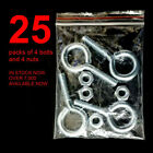 Lot Of 100x 1 4-20 Screw Eye Bolts W nuts Zinc Plated Hooks