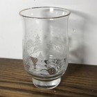 Vintage Libbey Arby s Clear   White Frosted Winter Trees Glass With Gold Rim Euc