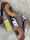 Sunflower Design Leather Cowhide Inlay Western Horse Wither Strap Free Shipping