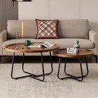 2 Pcs Coffee Table Durable Mid Century Small Round Coffee Tables For Living Room