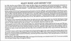 Mary Rose Ship King Henry Viii Maritime England Year Uk Benham Silk Fdc 1982