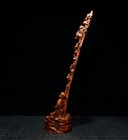 11  Chinese Box-wood Carving Bamboo Joint Stairs Gourd Tree Leaf Children Statue