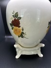 Vintage Porcelain Ginger Jar With Lid   Stand Rose Design- Cottage Decor 1980   s