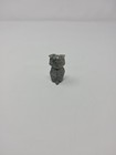 Owl Miniature Figurine Gray And White Yellow Eyes Collectable 1   1 2 Inch Tall
