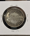 Belgian Congo 50 Francs 1944  African Elephant  Silver  Unc  cleaned   11  Ra1