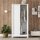 Sliding Door Wardrobe Armoire Closet Storage Cabinet W 2 Drawers  Open Shelves