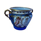 Antique 19thc S  vres Tea Coffee Set Celeste Blue Gilt Hand Painted Cherubs
