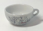 Child s China Tea Set  5 Piece Miniature  Winter Scene  Japan  Gray And Red