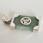 Sterling Silver Jadeite Jade Dbj Pendant Rectangle 3 8g  6776 