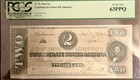 1864 Richmond  2 Confederate States Of America Note T-70   Pmg 63
