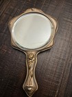 Antique Art Nouveau Repouss   Hand Mirror  10  Long   Electroplate 