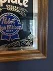 Vintage This Is The Place Pabst Blue Ribbon Beer Mirror Sign - 21  X 15  Mancave